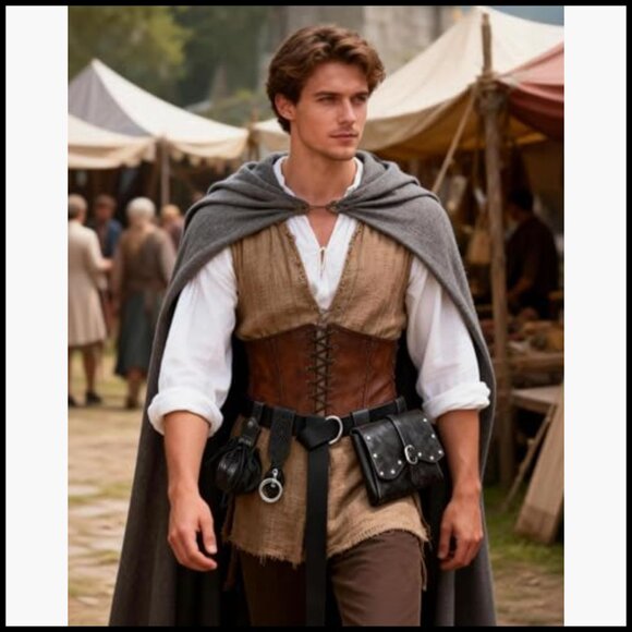 Faux Leather Renaissance Belt with Pouch Keychain Medieval Cosplay Accessories main image 6